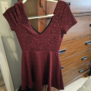 Deep V burgundy dress